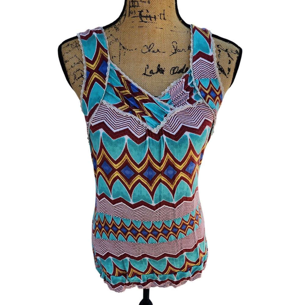 American Rag Cie Boho Geometric Tank Top‎ Women’s Large Sleeveless Blouse